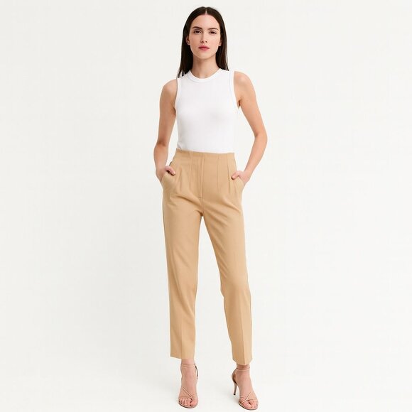 Zara Womens M Camel High-Waist Trousers Polyester & Viscose - Picture 1 of 15